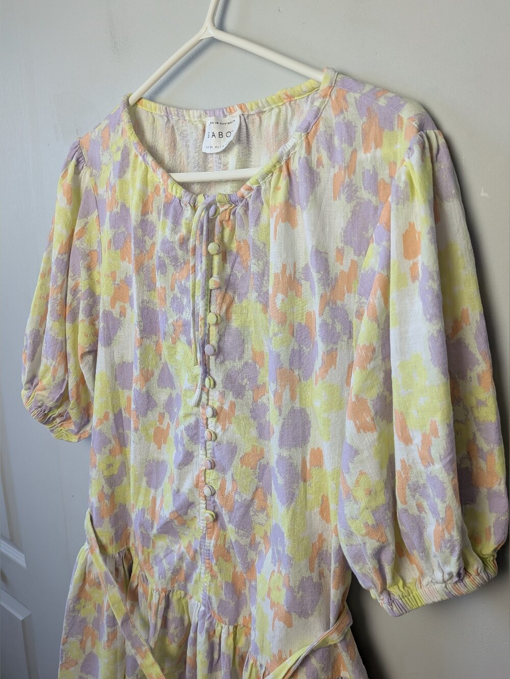 SABO Women Mini Dress 1/2 Sleeves Size XS (Run Bigger) Pastel Colors Loose Fit - Picture 3 of 12